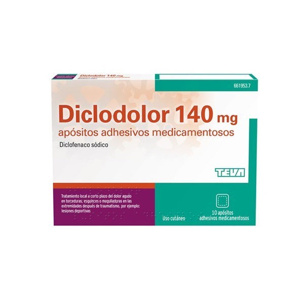 DICLODOLOR 140 MG APOSITOS ADHESIVOS MEDICAMENTOSOS, 10 apósitos