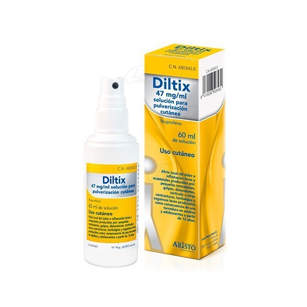 DILTIX 47 mg/ml SOLUCION PARA PULVERIZACION CUTANEA, 1 frasco de 60 ml